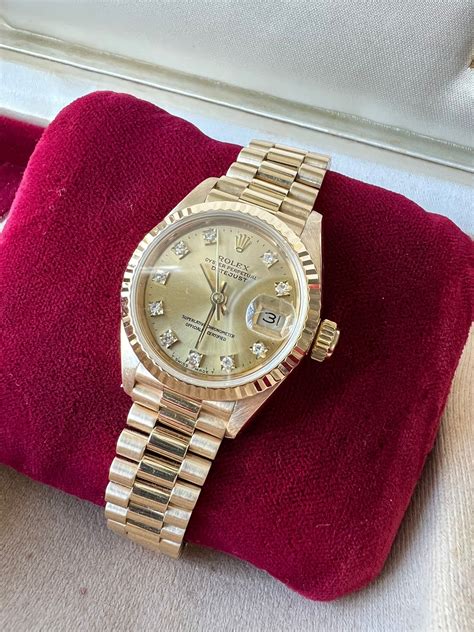 rolex lady datejust ref-69178 18k yellow gold watch|Rolex 69173 diamond dial.